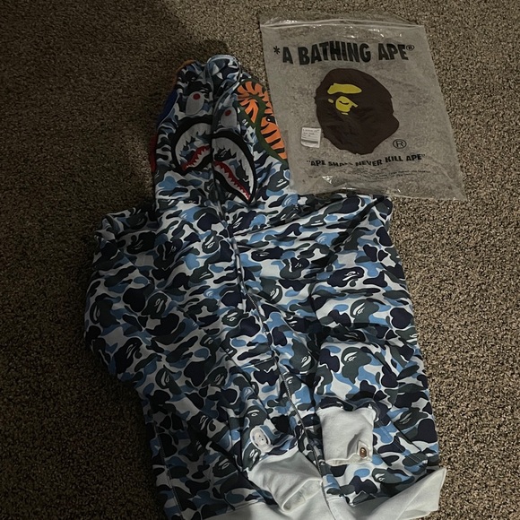 A Bathing Ape Blue Camo Shark Hoodie